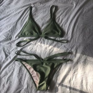 GREEN PACSUN STRAPPY BIKINI